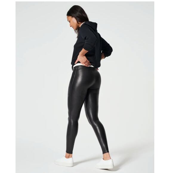 SPANX Pants - SPANXshape Faux Leather Leggings Black Womens Size Medium